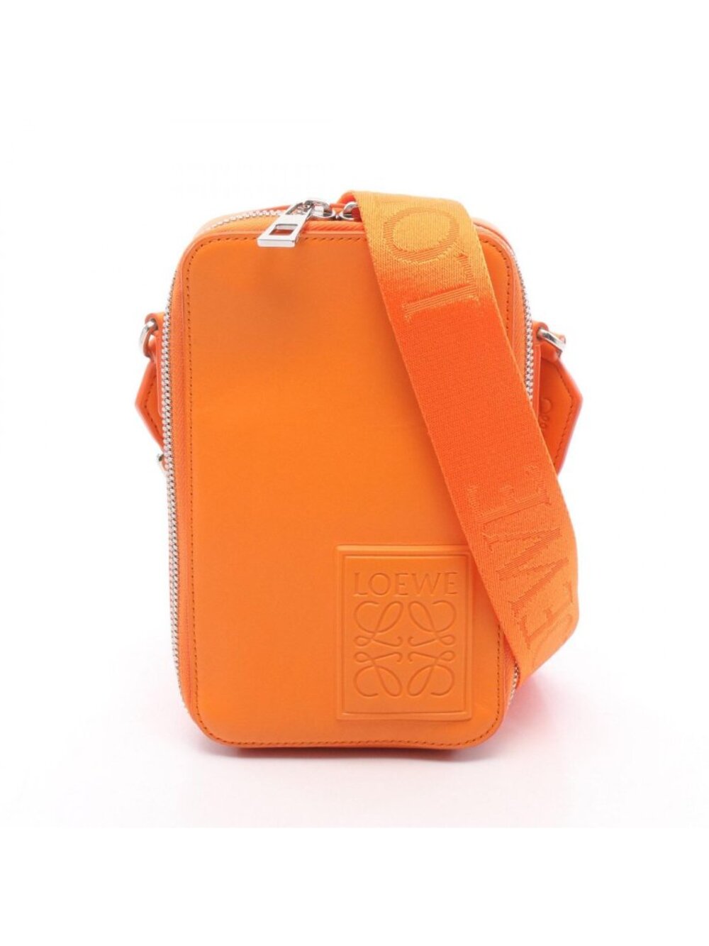 Loewe Shoulder Bag Vertical Crossbody Pocket Orange Leather
